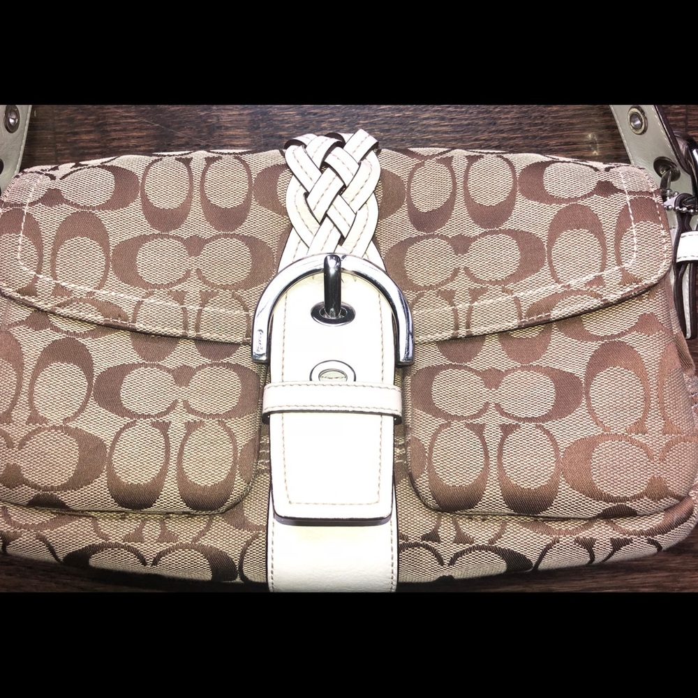 COACH Brown Signature Pattern w/cream Lthr. Strap